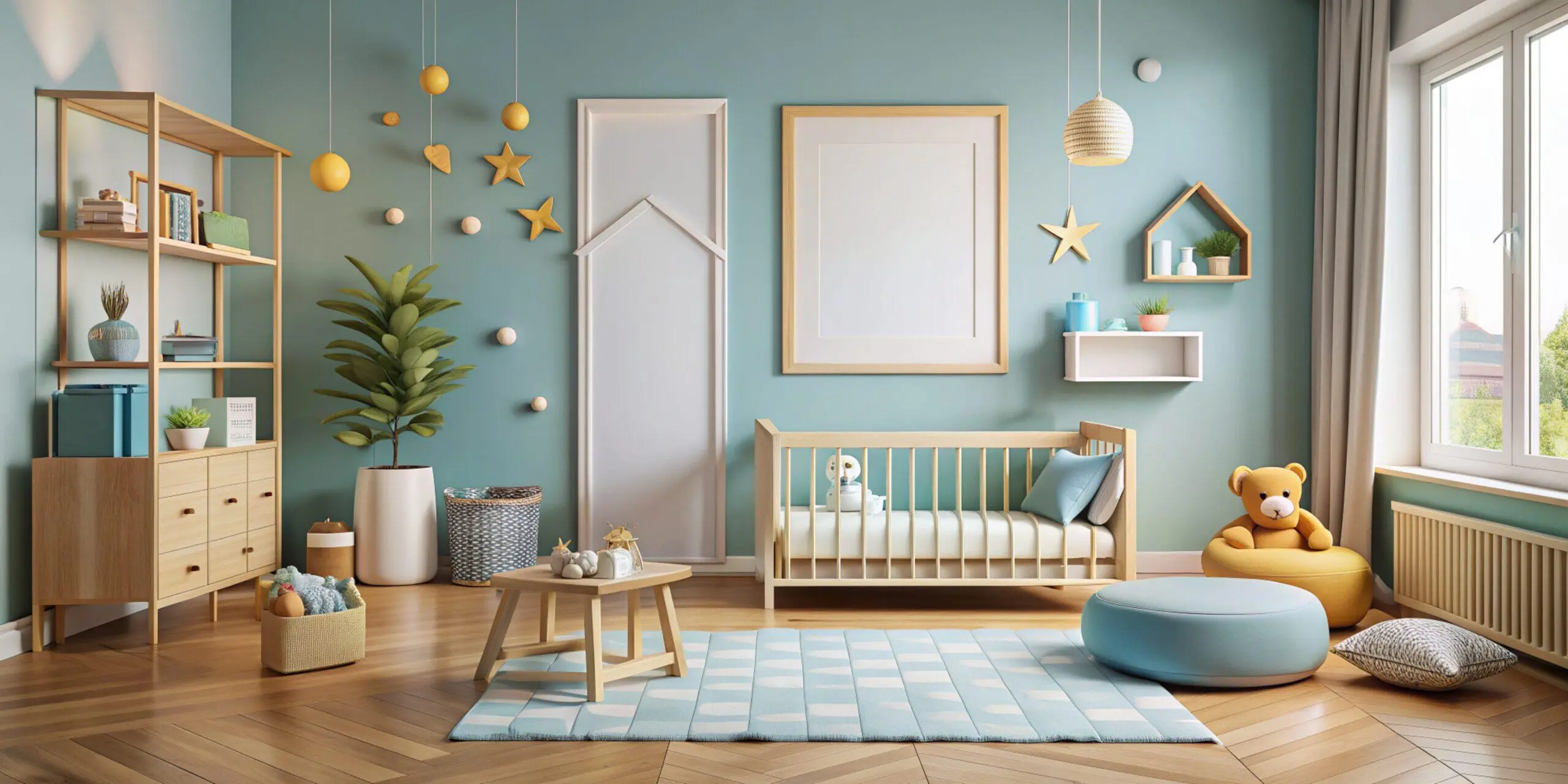 Here are a few options for descriptive ALT text, ranging in detail, for your image. Choose the one that best fits the context and importance of the image within your post: **Option 1 (Concise & Informative):** > Modern kids' playroom interior mockup in Doha, featuring a wall with a frame and 3D rendering. **Option 2 (More Descriptive, highlighting key elements):** > A stylish 3D render of a modern kids' playroom in Doha, showcasing a vibrant wall with a prominent frame for artwork or decorative elements. **Option 3 (Focus on luxury and safety aspects, if applicable to the visual):** > Luxurious and safe modern kids' playroom design concept for Doha, visualized in a 3D render with a contemporary wall featuring a display frame. **Option 4 (Very detailed, if the visual is particularly complex):** > Detailed 3D rendering of a modern Doha kids' playroom interior, with a focus on a feature wall displaying a decorative frame, suggesting a blend of luxury and child-friendly design. **Option 5 (If the frame itself is a focal point or has a specific purpose):** > 3D rendering of a modern Doha kids' playroom, highlighting a prominent wall frame designed for displaying children's art or educational materials. **Key considerations for choosing:** * **What is the most important visual information in the image?** Is it the overall style, specific furniture, the wall design, the frame, or the color palette? * **How does this image relate to the text around it?** Does it illustrate a specific design principle mentioned in the post? * **Who is your audience?** Are they looking for quick inspiration or detailed design ideas? **Why these are good:** * **Descriptive:** They tell the user what the image is about. * **Contextual:** They mention "modern kids' playroom" and "Doha," fitting the post's theme. * **Specific elements:** They highlight "wall frame" and "3D render" which are visible. * **Concise enough:** They are not overly long. Good luck with your post!